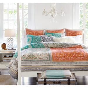 POTTERY BARN Full/Queen Duvet Cover Set + 2 Euro Shams – Claire Scarf Paisley